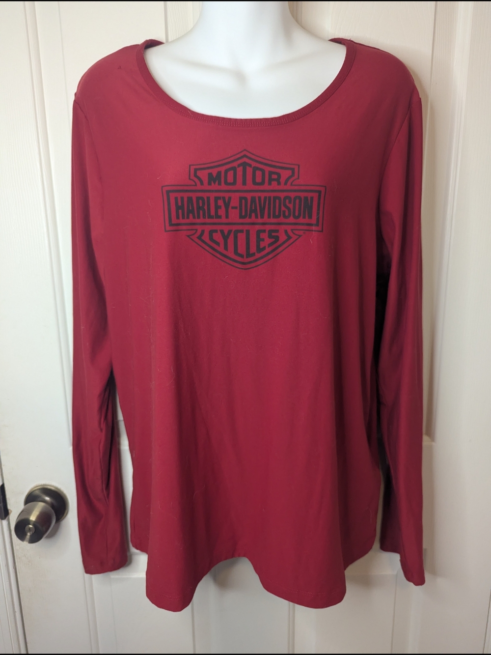 Harley-Davidson Women's Long Sleeve Top Chili Pepper Red Bar & Shield Logo Large